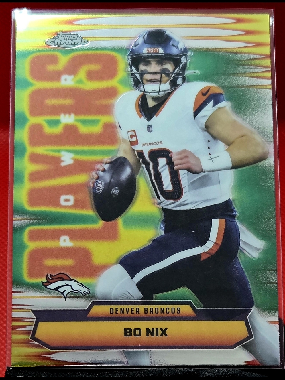 Topps Chrome Denver Broncos Bo Nix Green Yellow Red Card